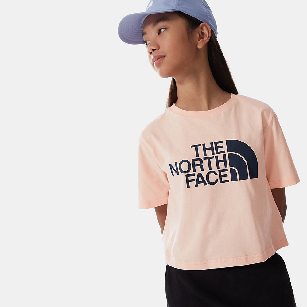 The North Face T-Shirts Girls Australia - The North Face Easy Cropped Coral (GZV-671302)